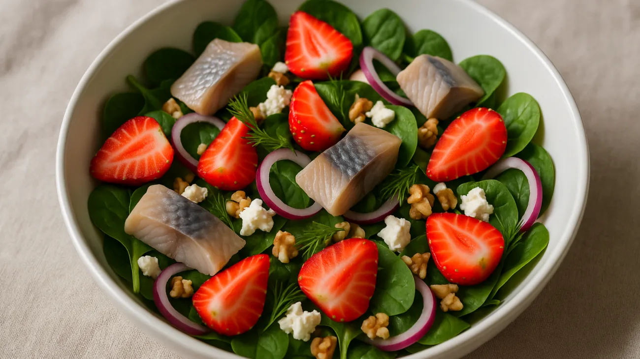 Matjesfilet Erdbeeren Sommersalat"