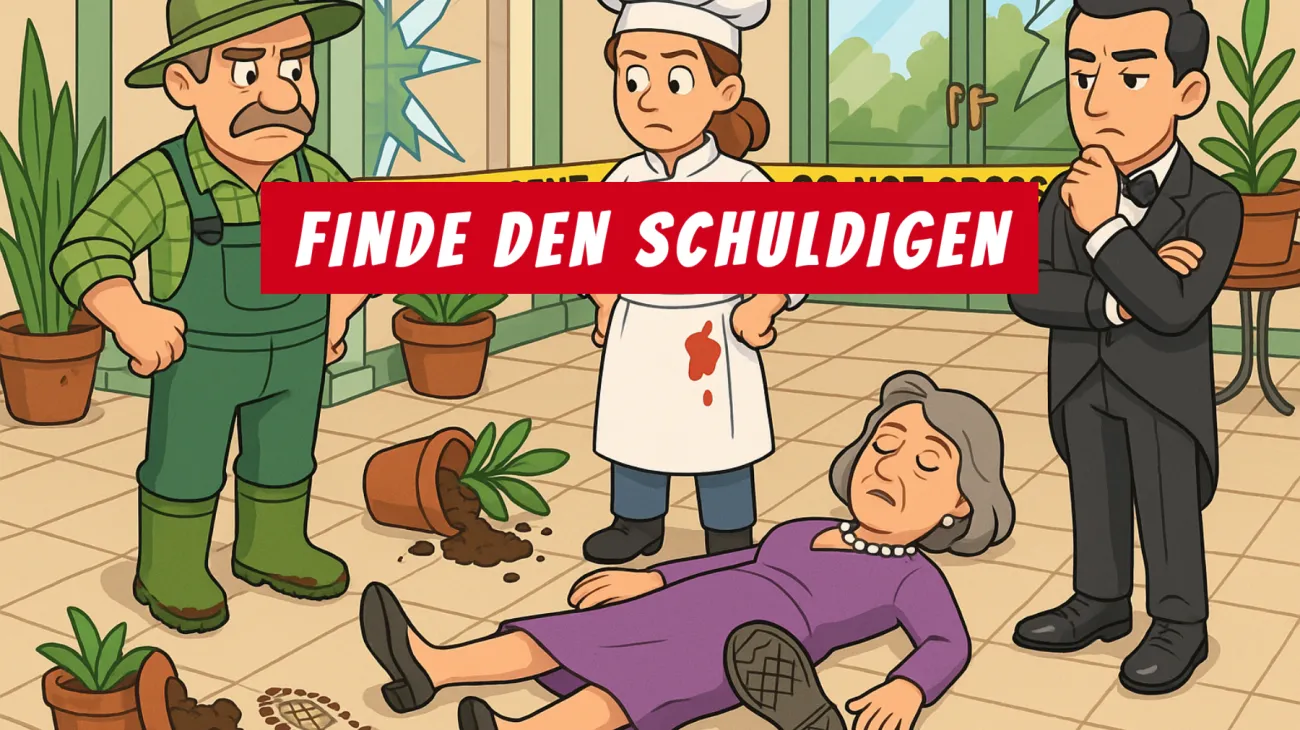 Nur wahre Genies lösen diesen raffinierten Mord im Wintergarten: Schaffst du es, den Täter zu entlarven?"