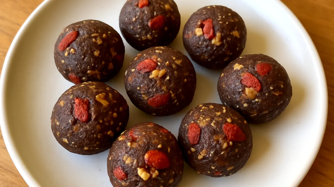 Walnuss-Kakao-Energiekugeln mit Goji-Beeren"